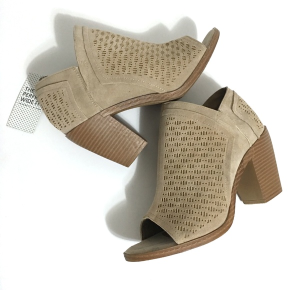 wide fit peep toe shoe boots